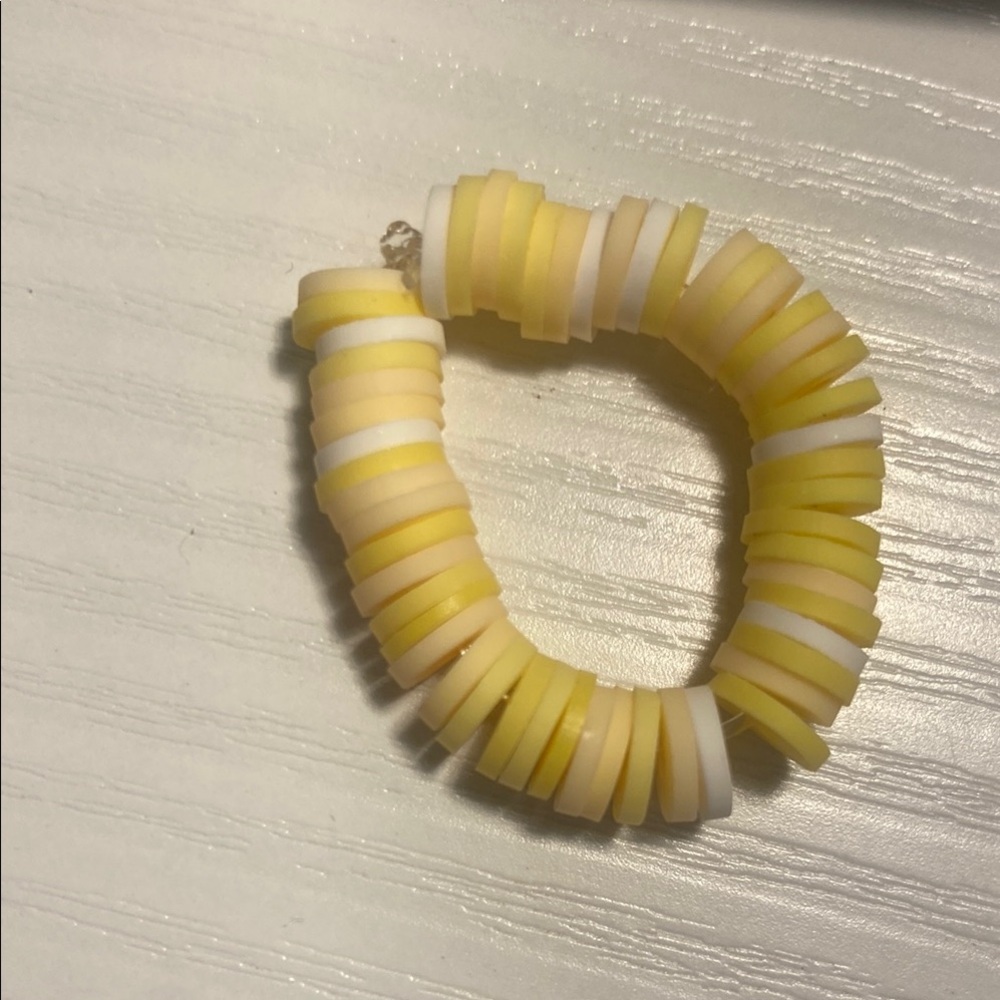 Yellow and White Beaded Ring